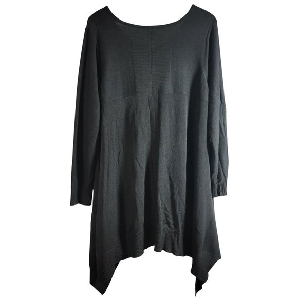Cupio Curvy Tunic Sweater Gray 1X Long Sleeve Hi Low V Neck Pullover Semi-Sheer - Picture 5 of 8